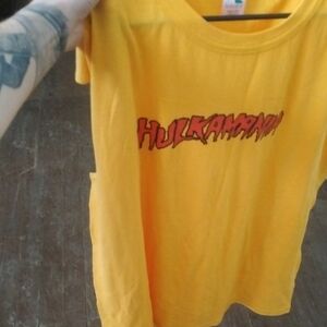 Yellow Vintage Hulkamania Mens T-Shirt